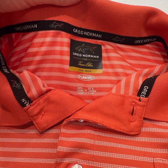 Greg Norman x Tasso Elba Red Stripe PlayDry Golf Polo – Size L - Picture 3 of 4